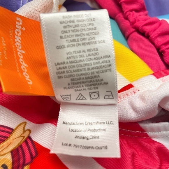 NWT Paw Patrol One Piece Swimsuit Toddler Girls Nickelodeon Stripes Bow Size 2T - Picture 5 of 10